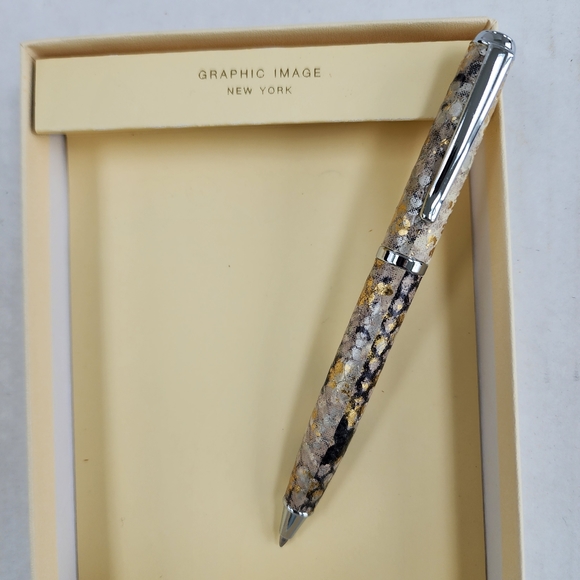 Graphic Image Refillable Gold Italian Leather Python Flip Pad Pen Set - Picture 6 of 12